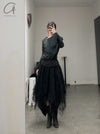 Marc Le Bihan lace embroidered skirt 2596 series plant dyeing France MLB-2596-HEILS black lace embroidery